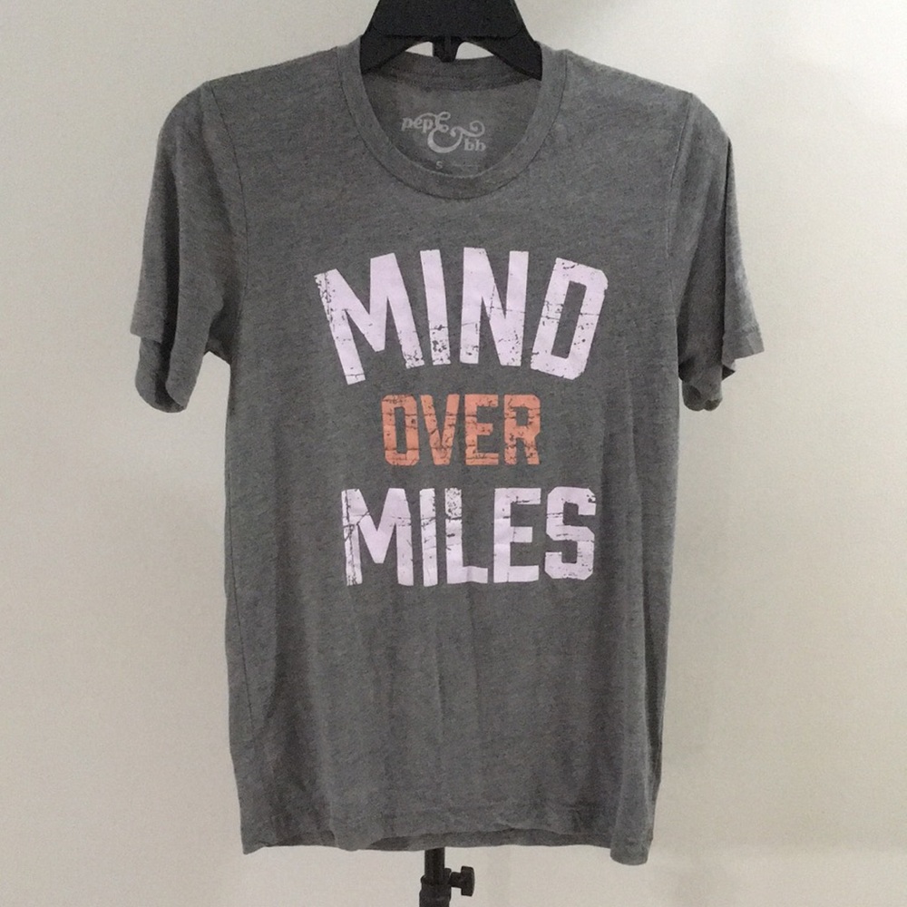 Grey, "Mind Over Miles", T-Shirt (Small)
